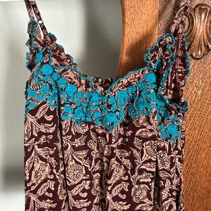 Natural Life Burgundy and Beige Floral Top